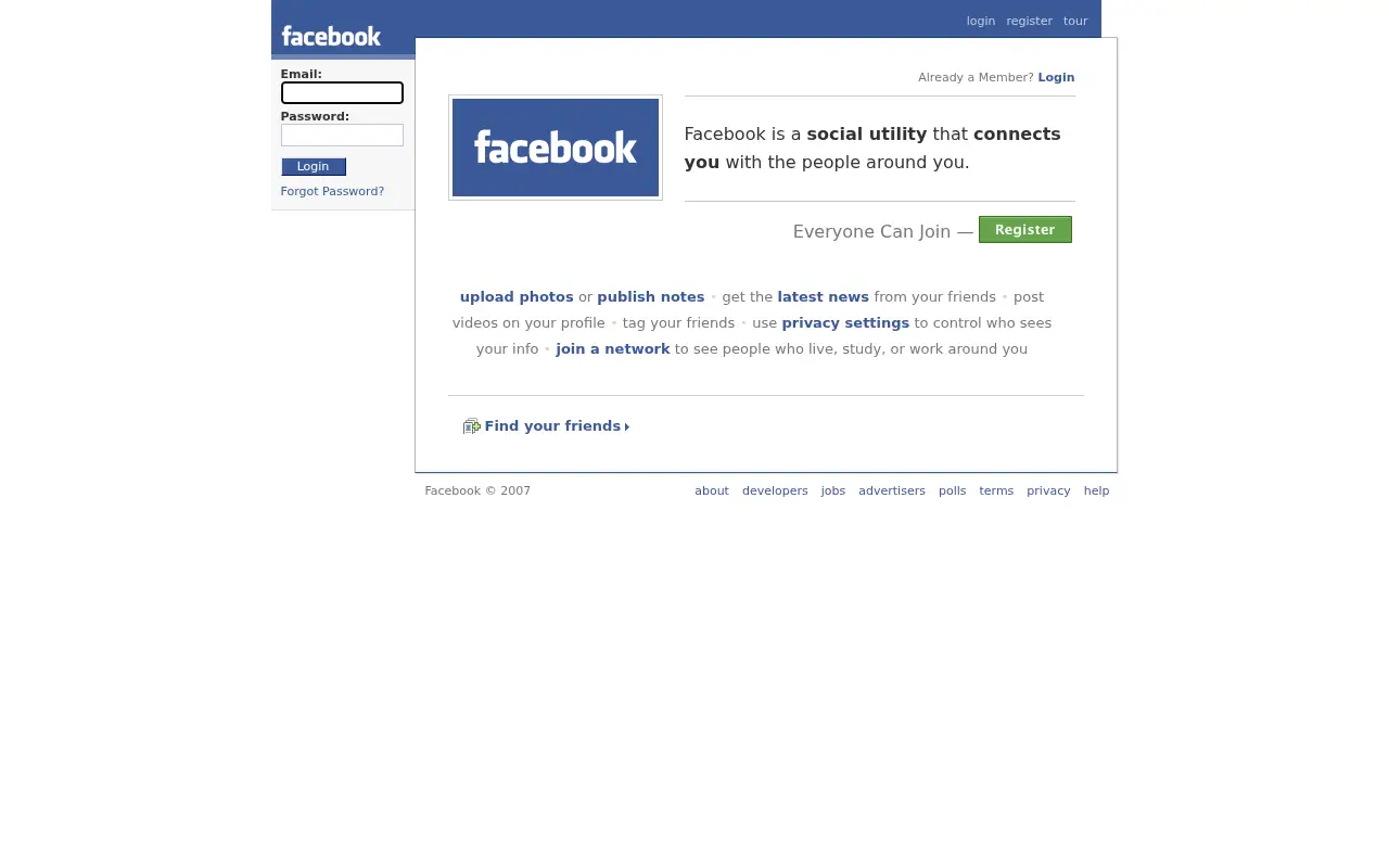 facebook.com in 2007