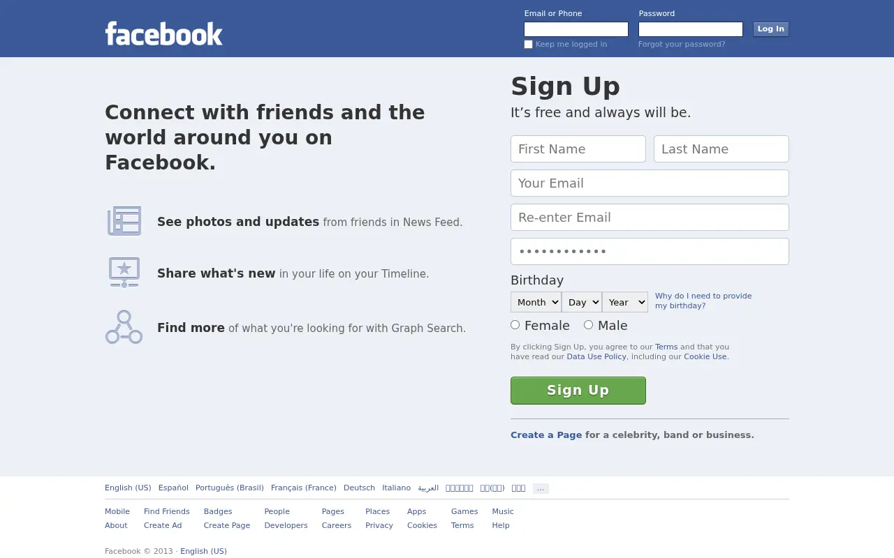 facebook.com in 2013
