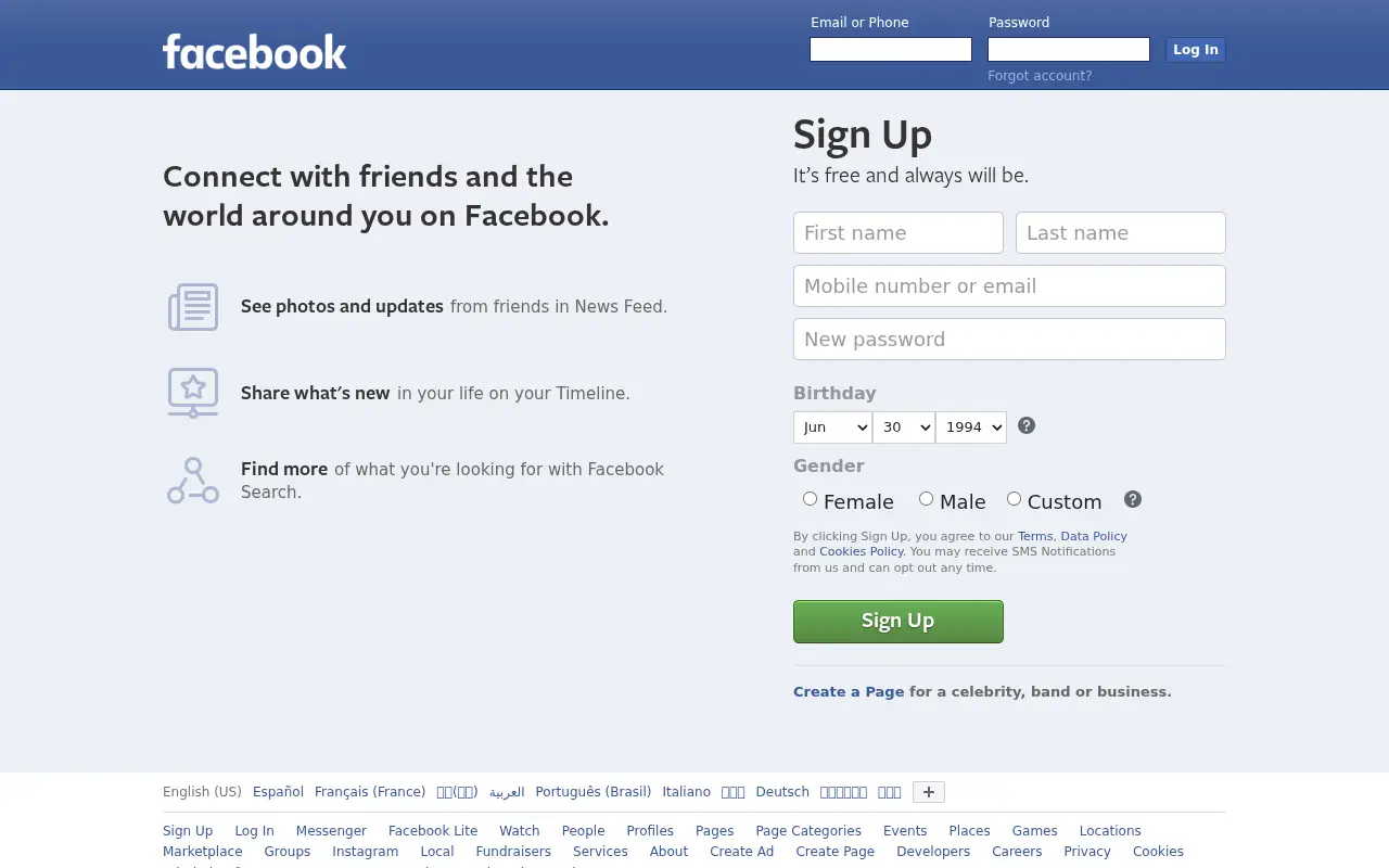 facebook.com in 2019