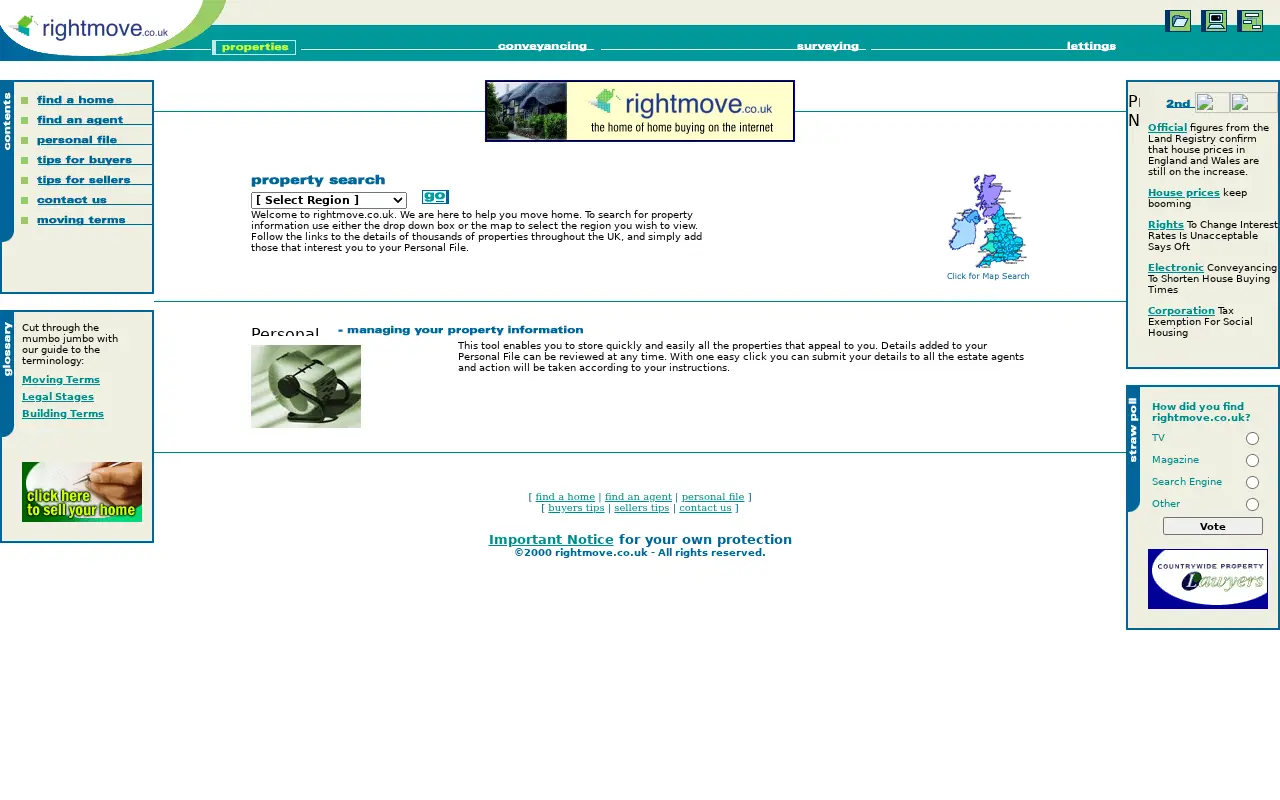 rightmove.co.uk in 2000