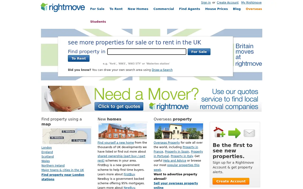 rightmove.co.uk in 2012