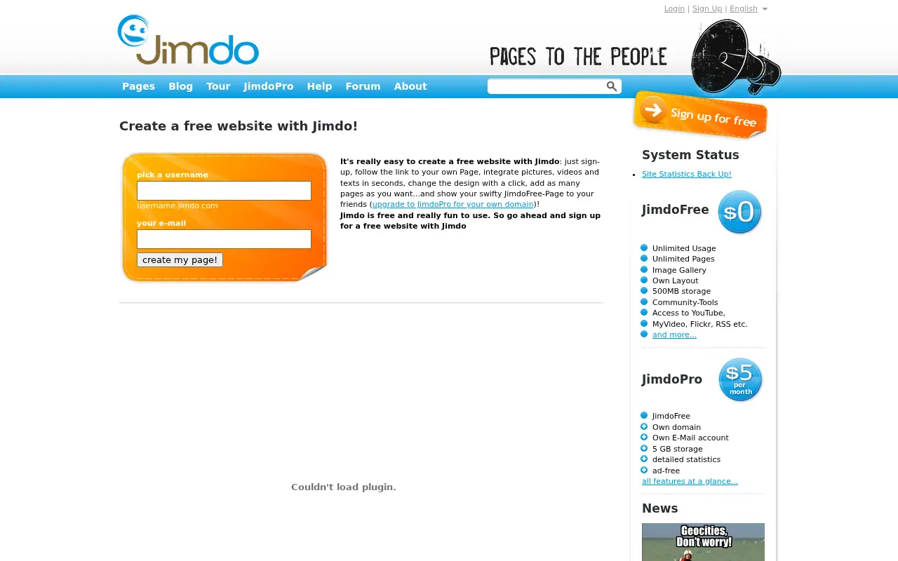 jimdo.com in 2009