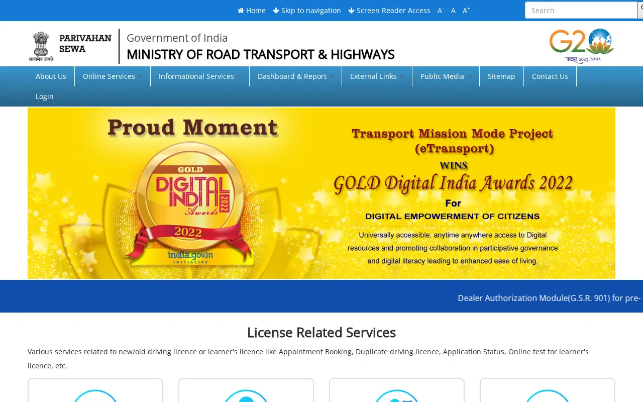 parivahan.gov.in in 2023