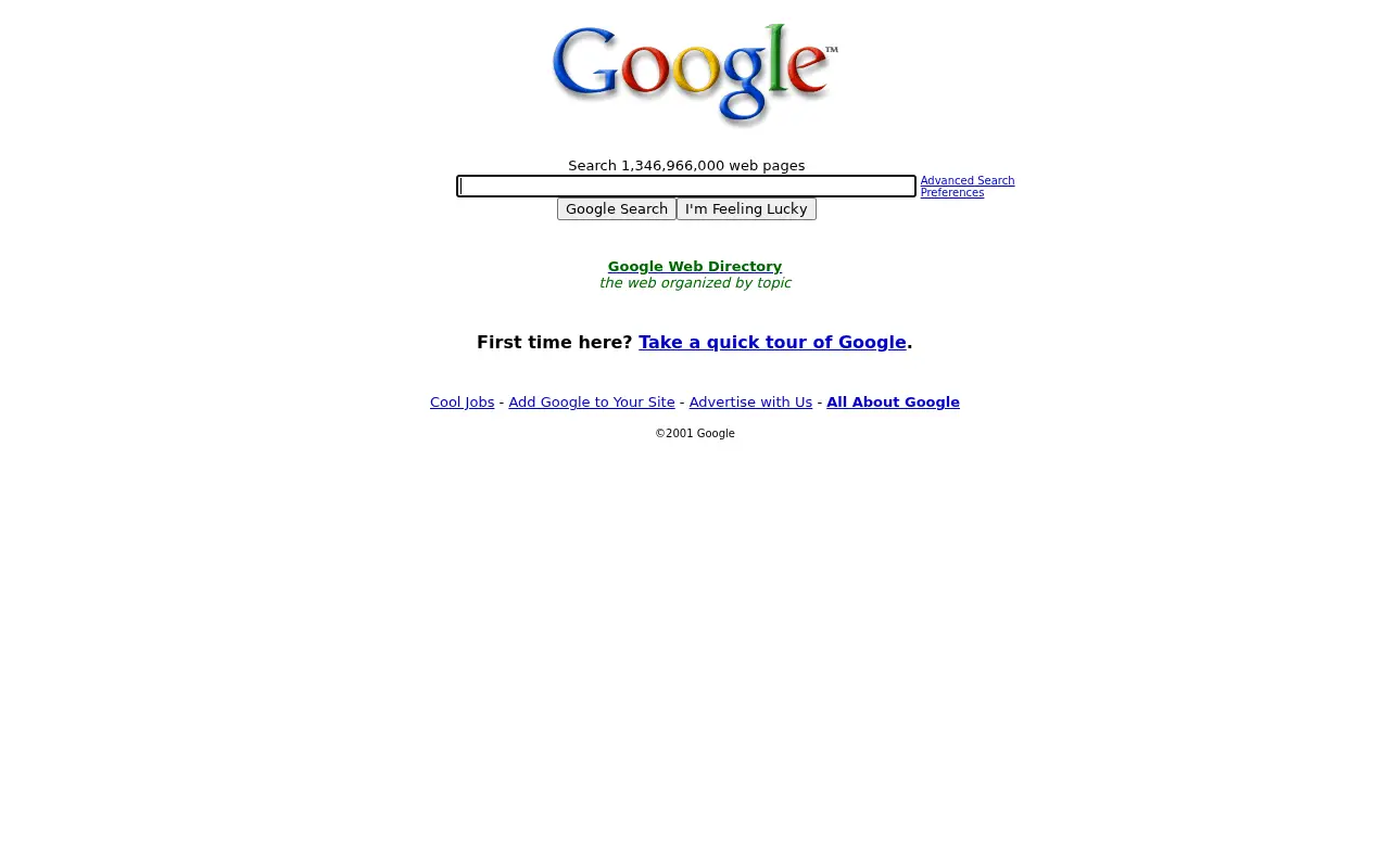 google.com in 2001