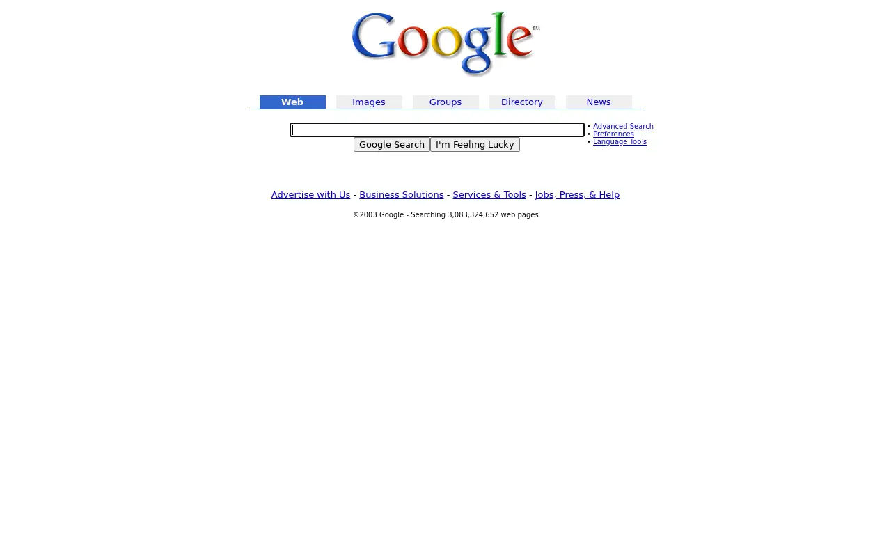 google.com in 2003
