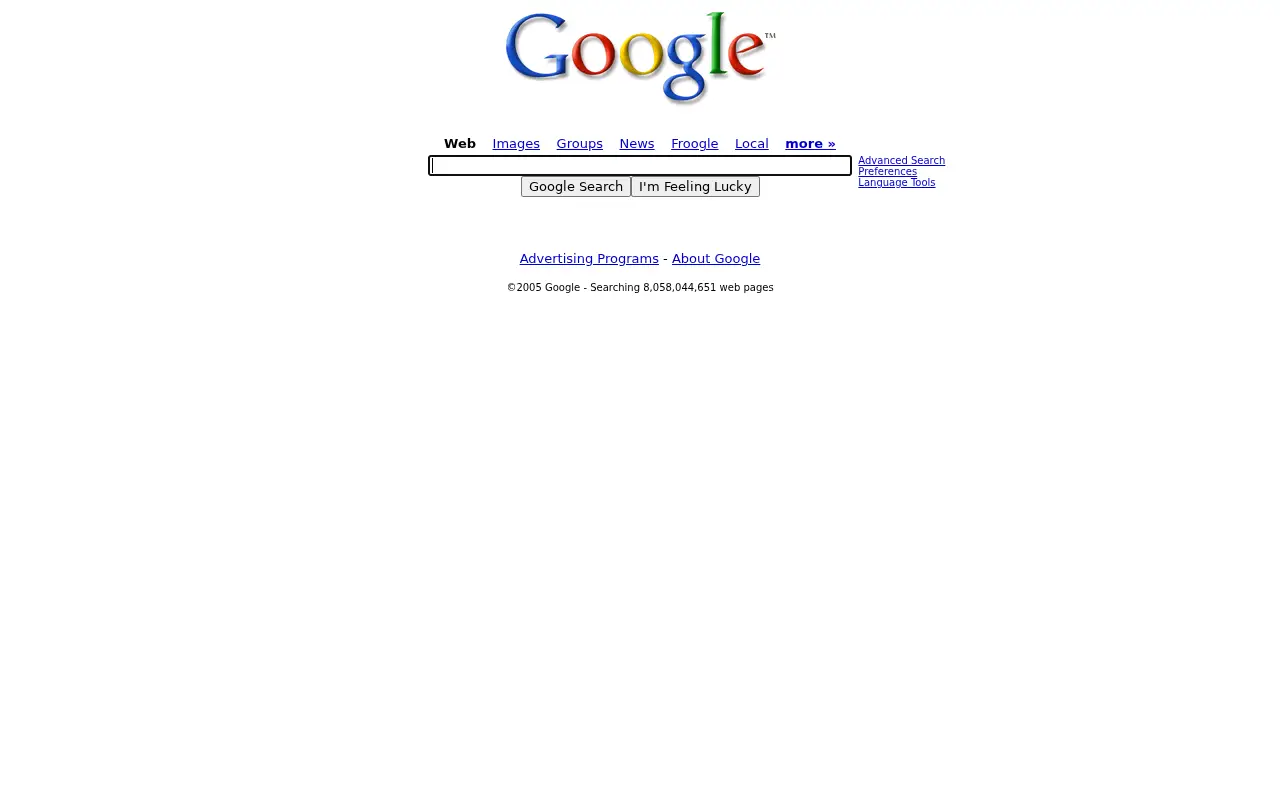 google.com in 2005