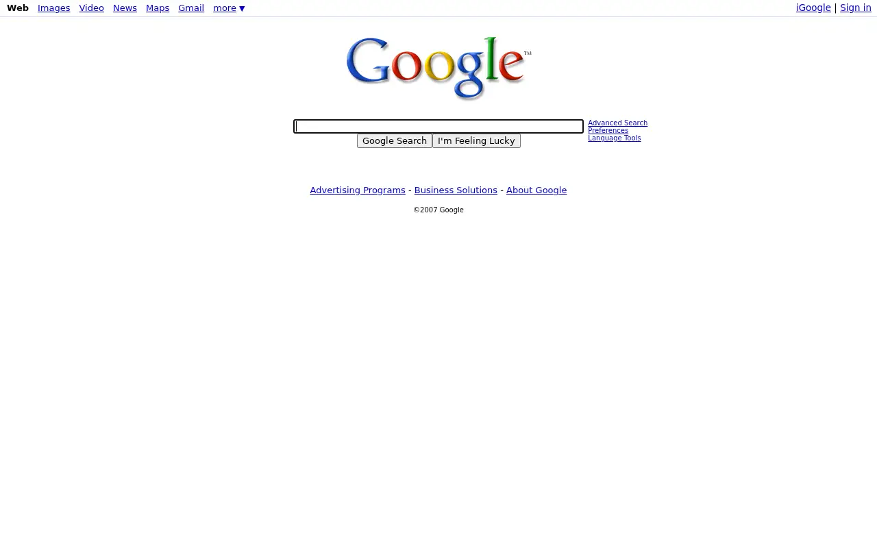 google.com in 2007