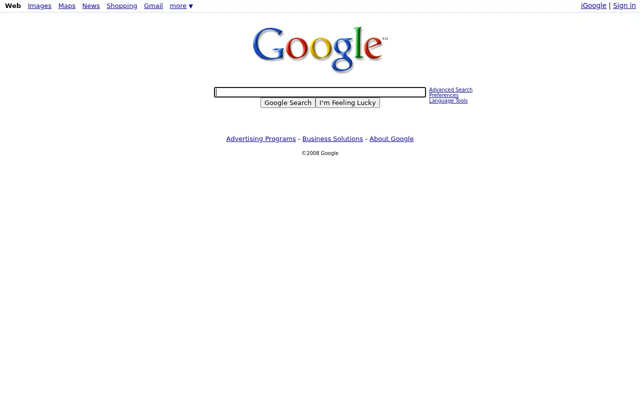 google.com in 2008