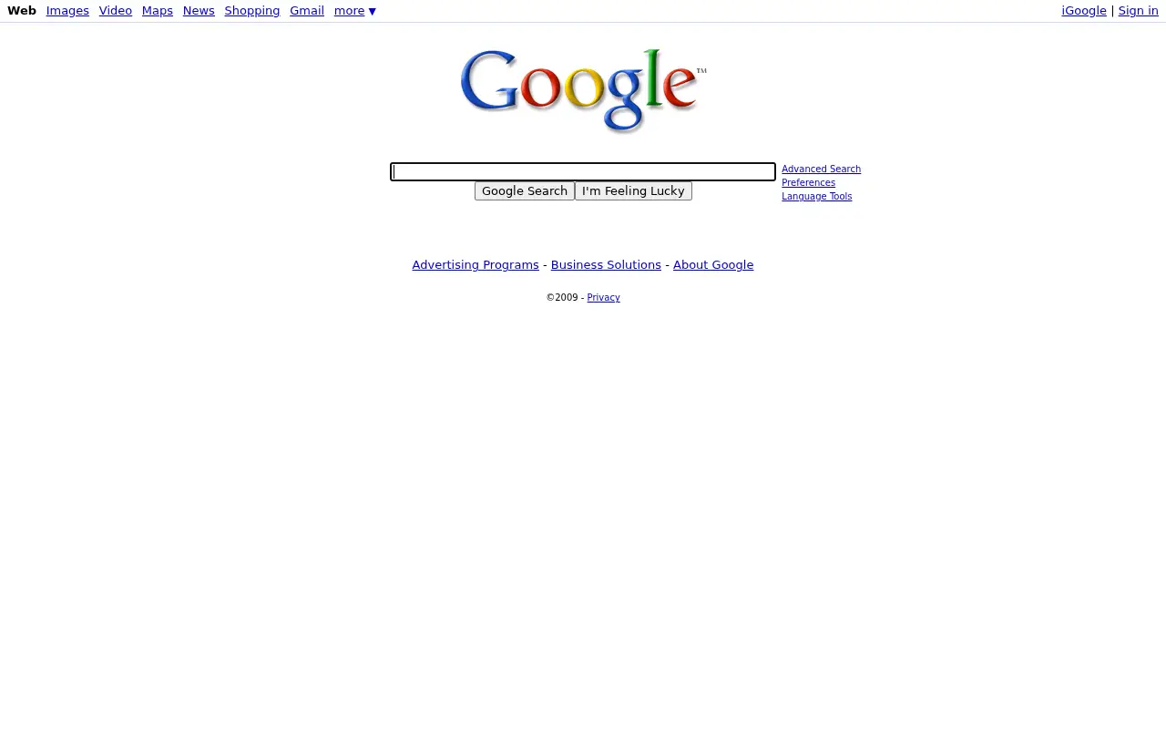 google.com in 2009