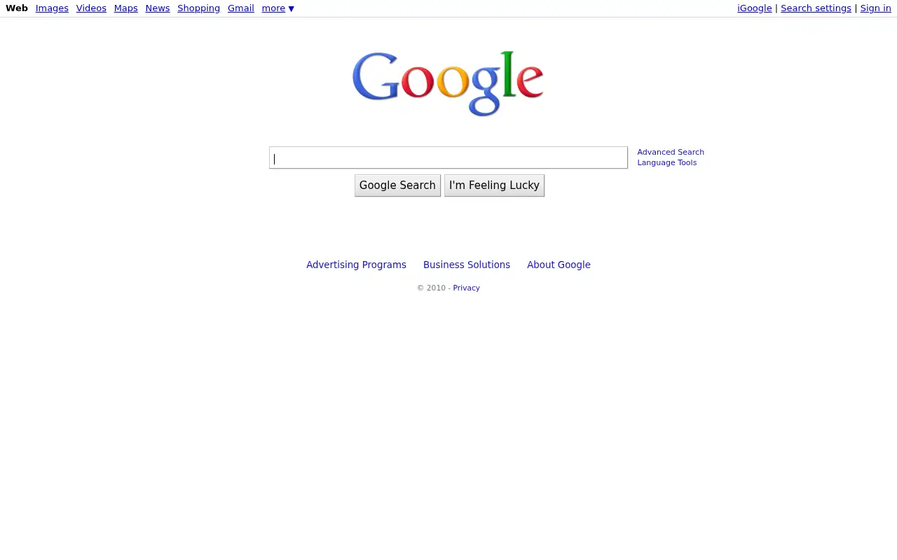 google.com in 2010
