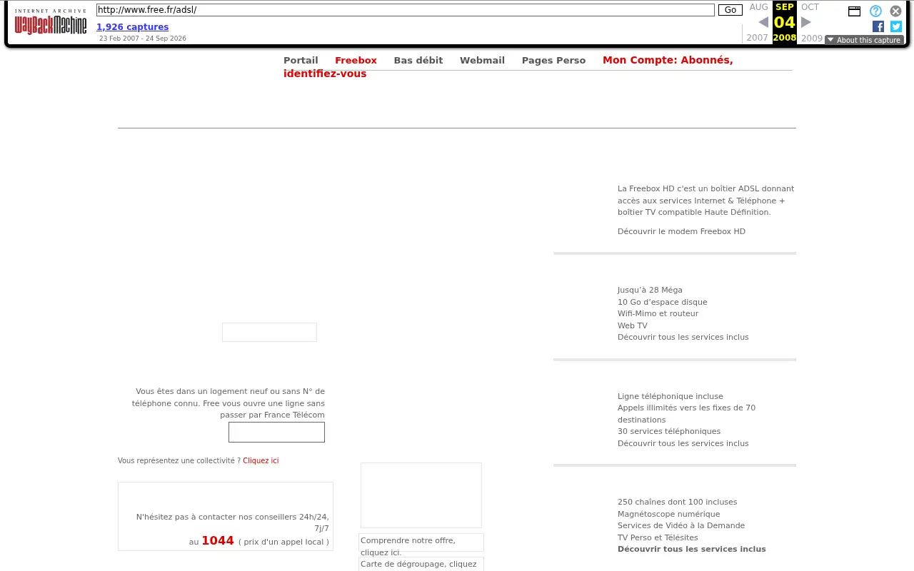 free.fr in 2008