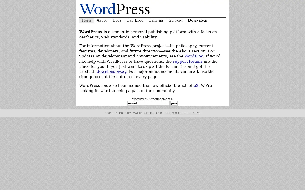 wordpress.org in 2003