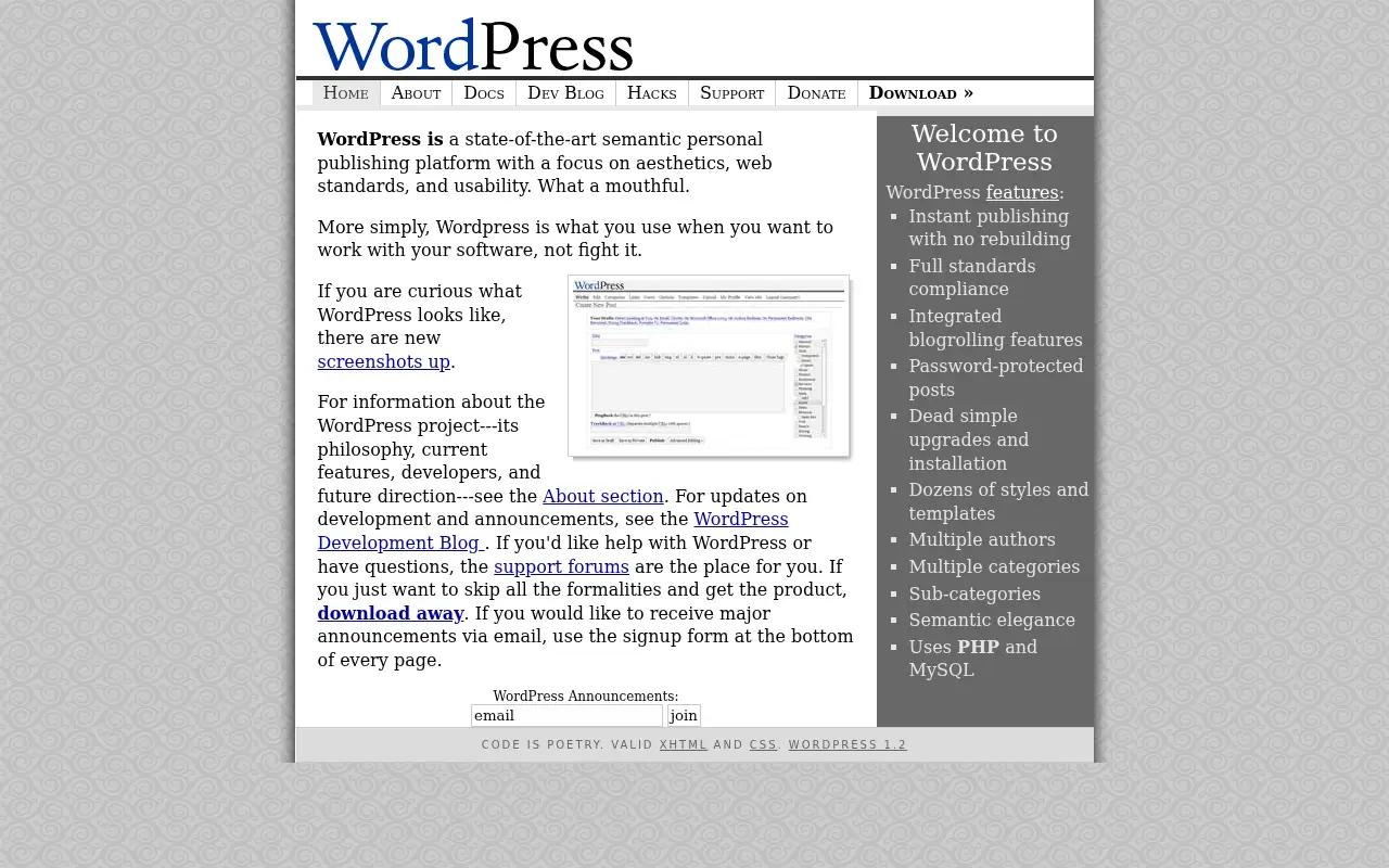 wordpress.org in 2004