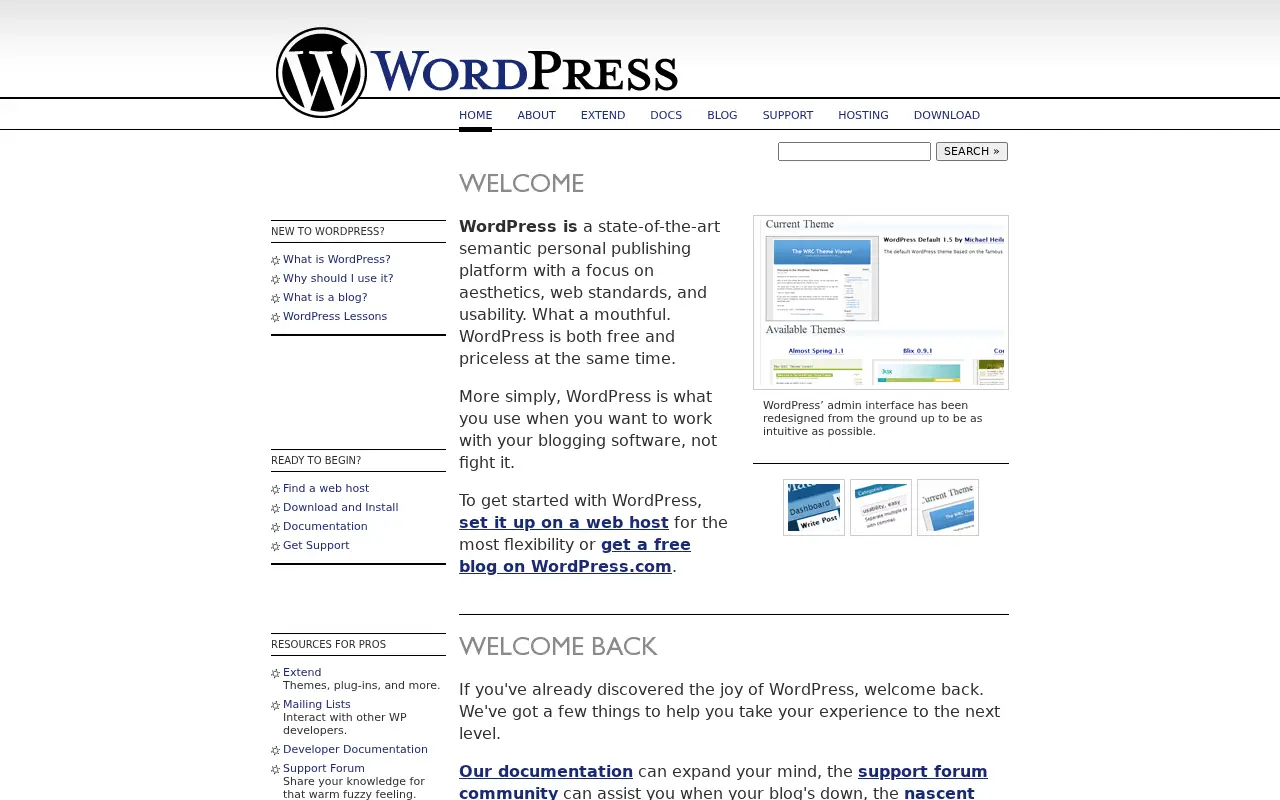 wordpress.org in 2006