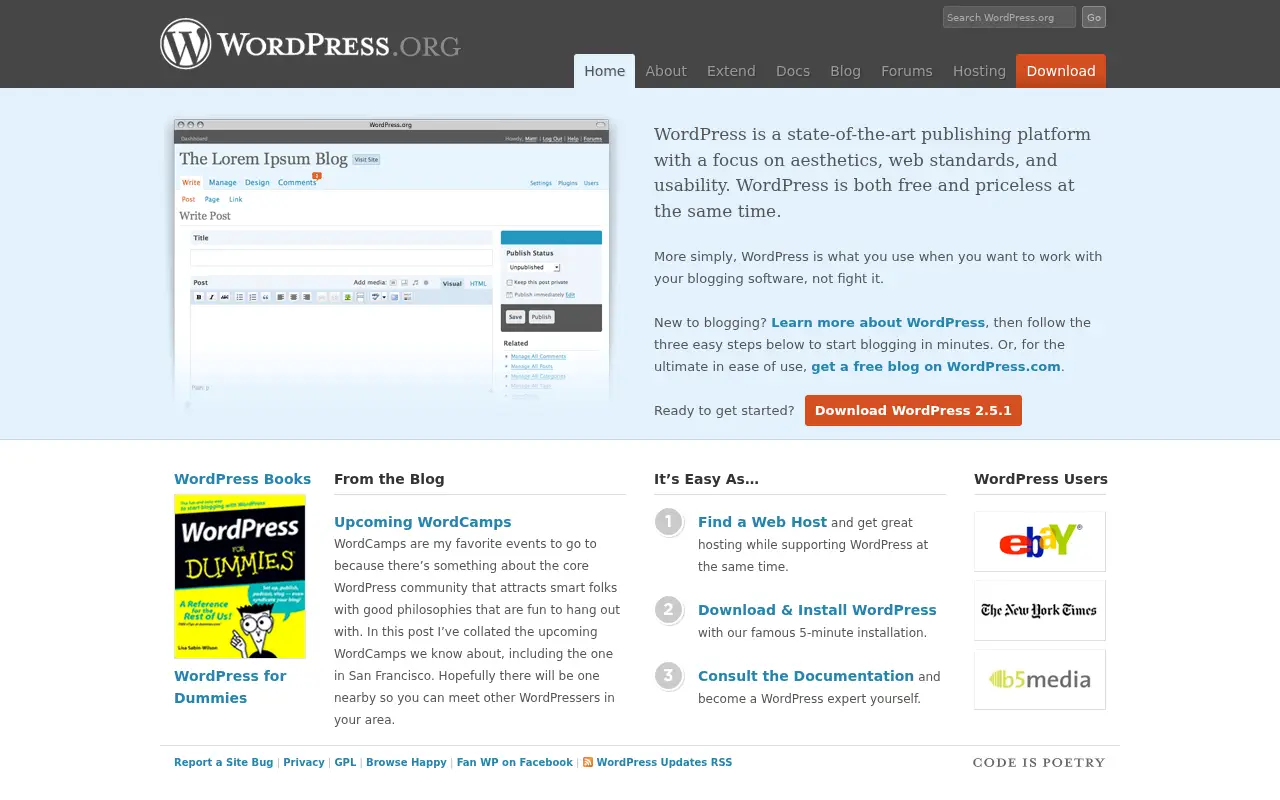 wordpress.org in 2008