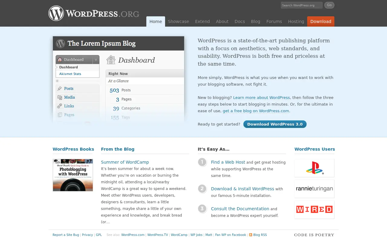 wordpress.org in 2010