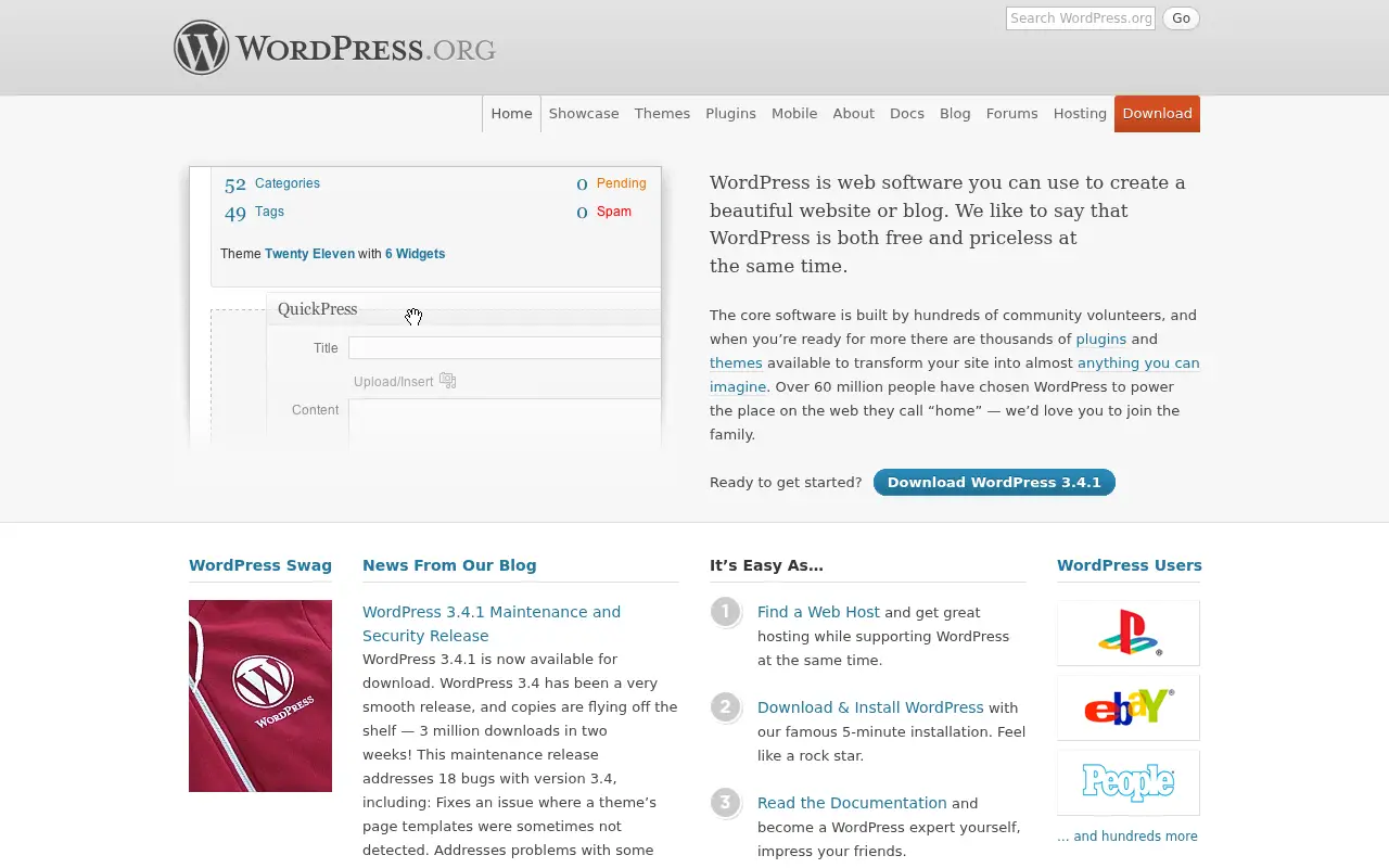 wordpress.org in 2012