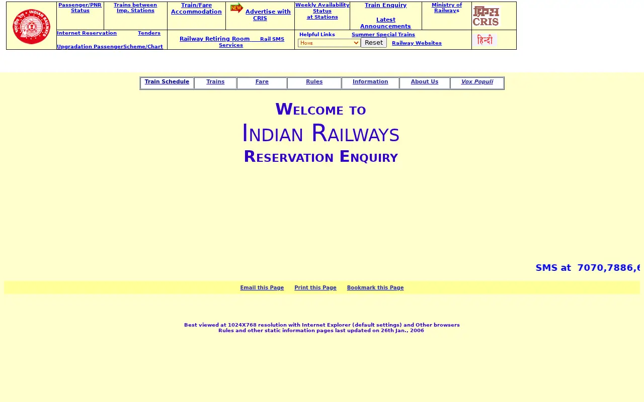 indianrail.gov.in on July 1, 2006