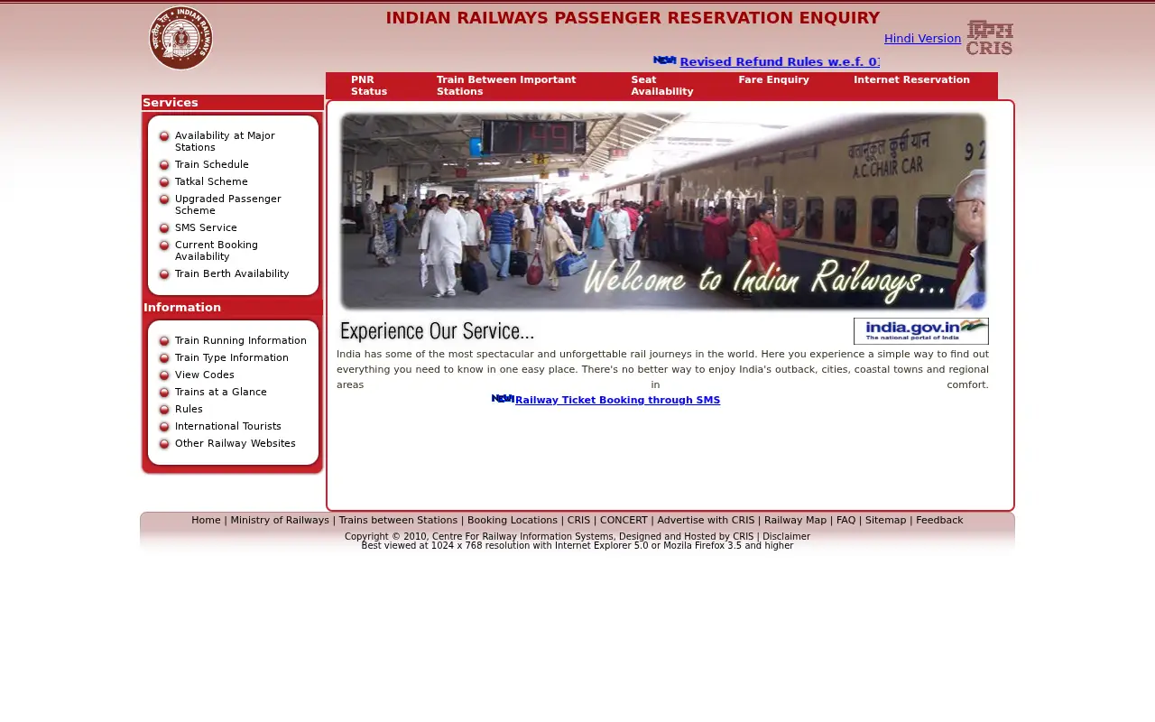 indianrail.gov.in on July 3, 2013