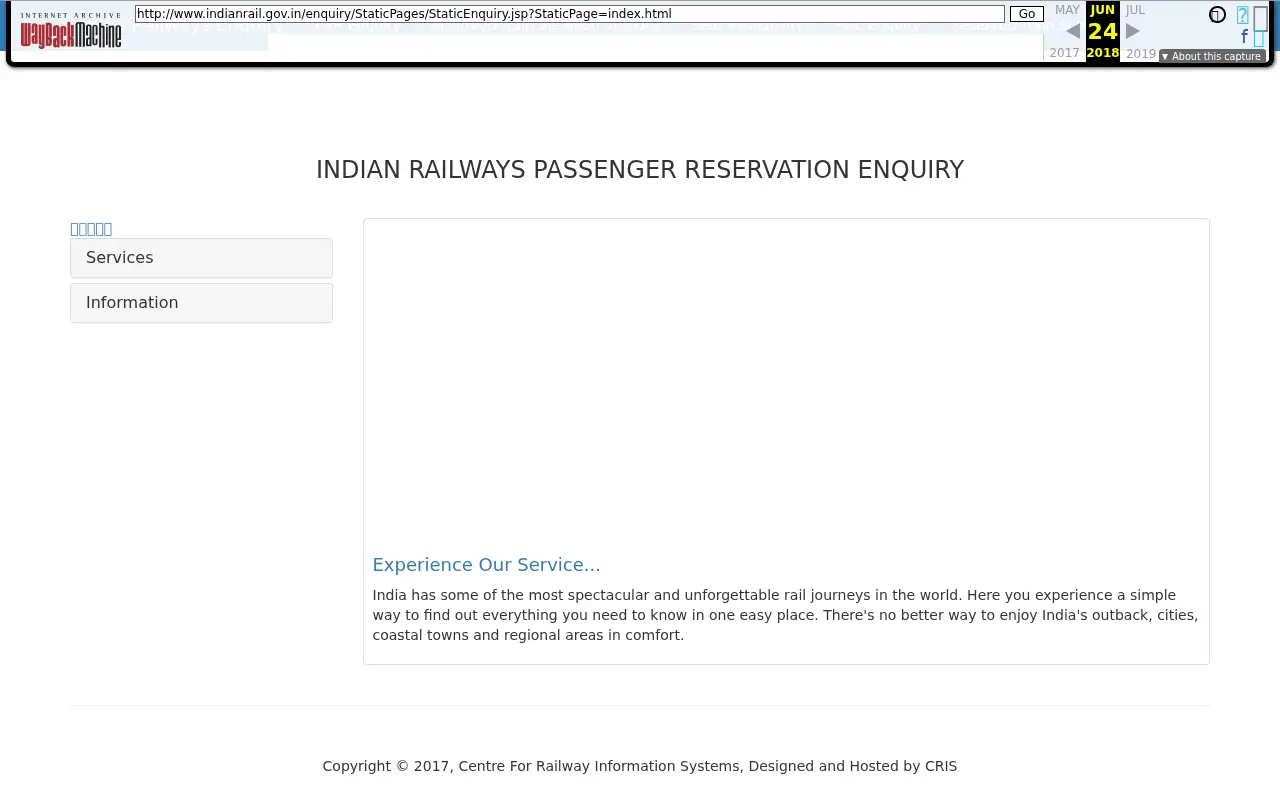 indianrail.gov.in in 2018