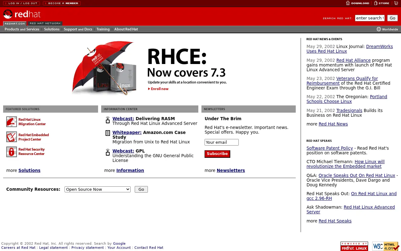 redhat.com in 2002