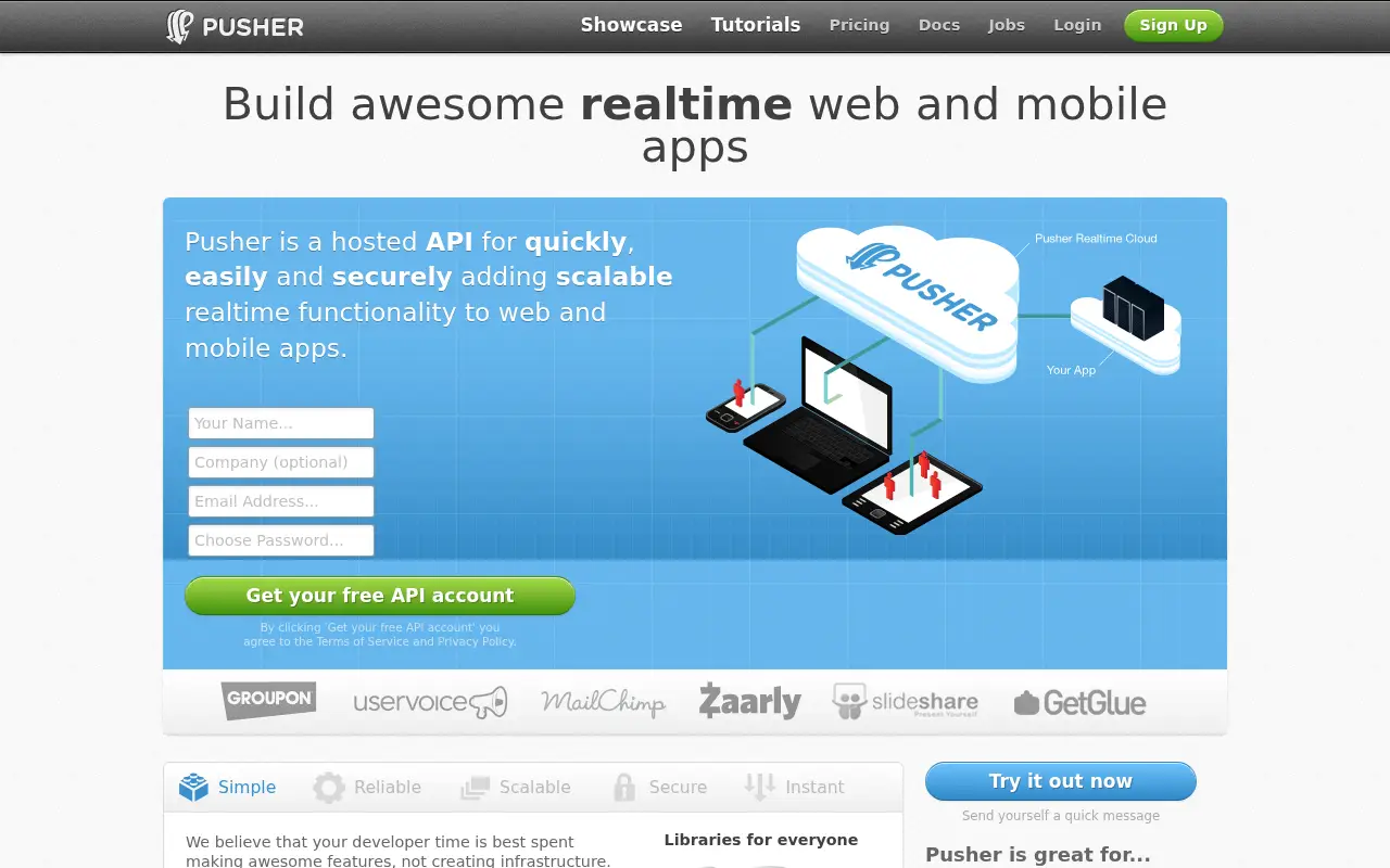 pusher.com in 2012