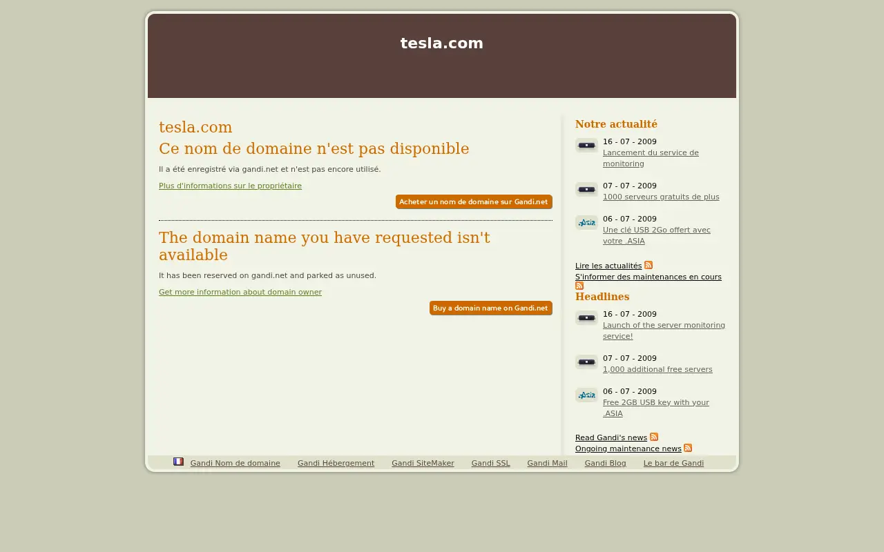 tesla.com on July 22, 2009