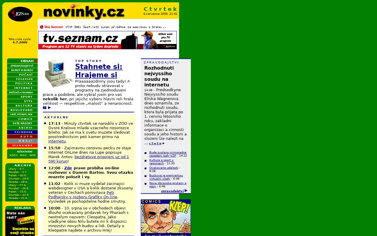 novinky.cz in 2000