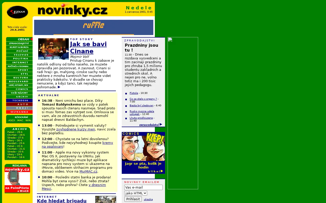 novinky.cz in 2001