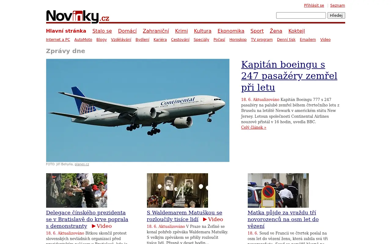 novinky.cz in 2009
