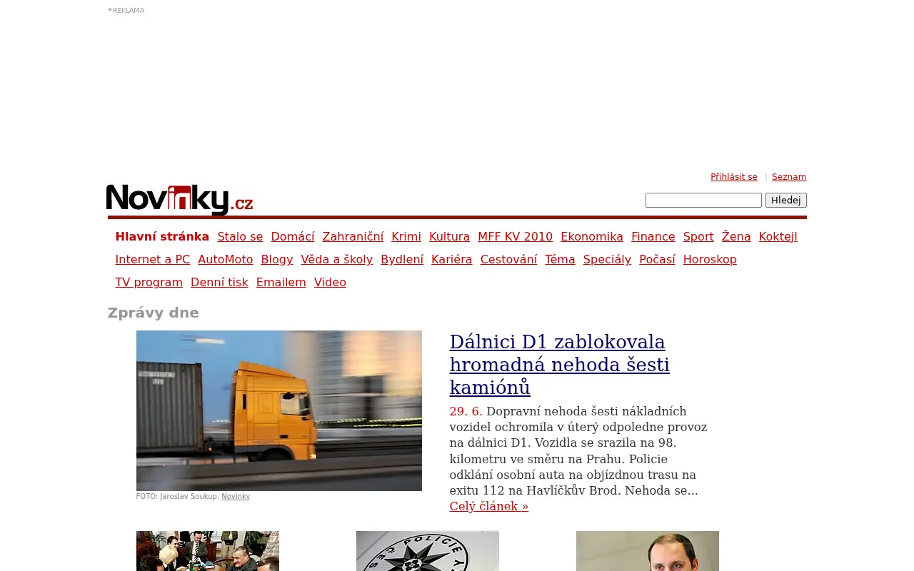 novinky.cz in 2010