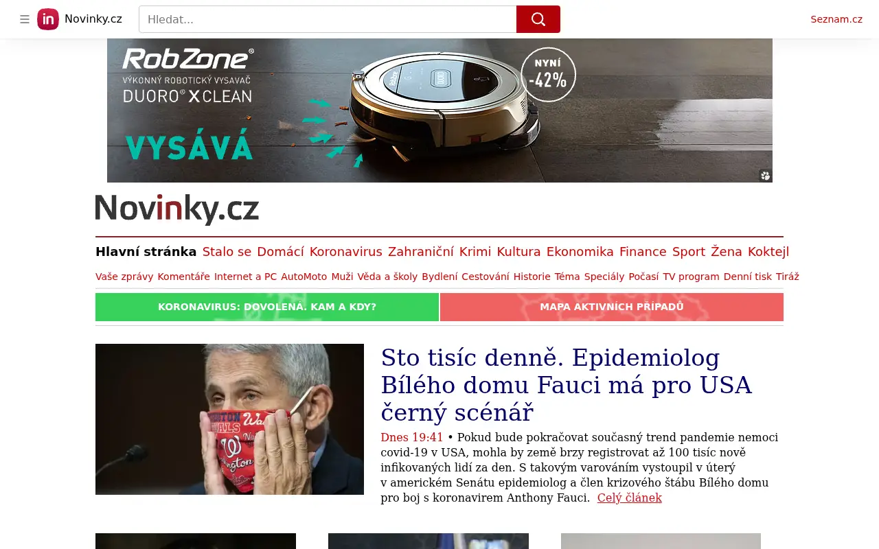 novinky.cz in 2020