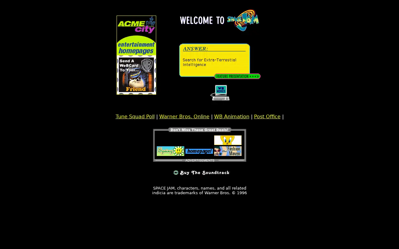 spacejam.com in 1999