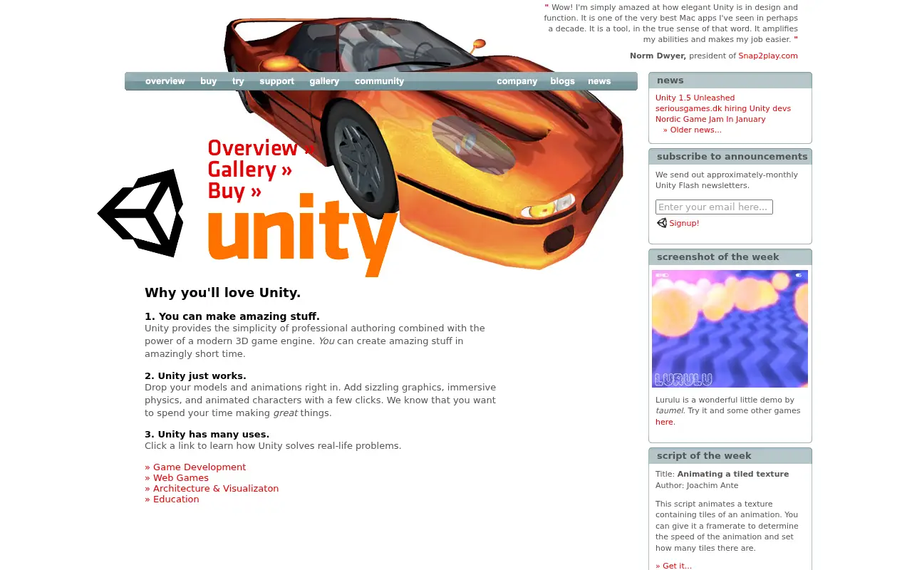 unity3d.com on July 4, 2006