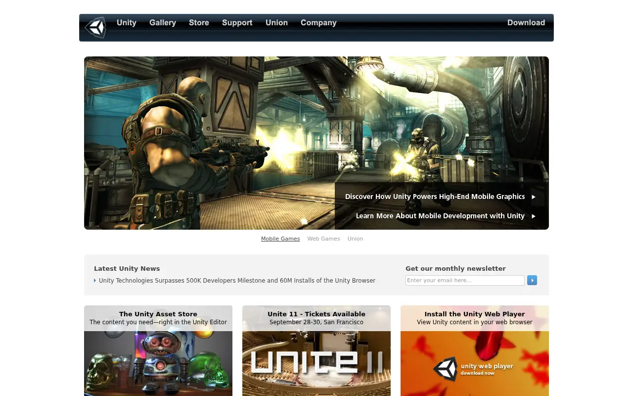 unity3d.com in 2011