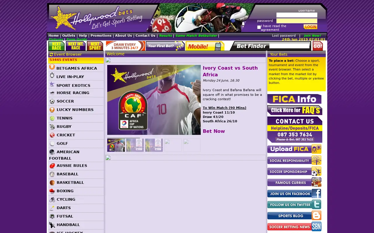 hollywoodbets.net in 2019