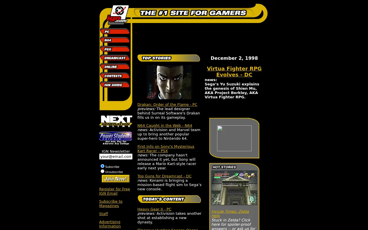 ign.com on December 3, 1998