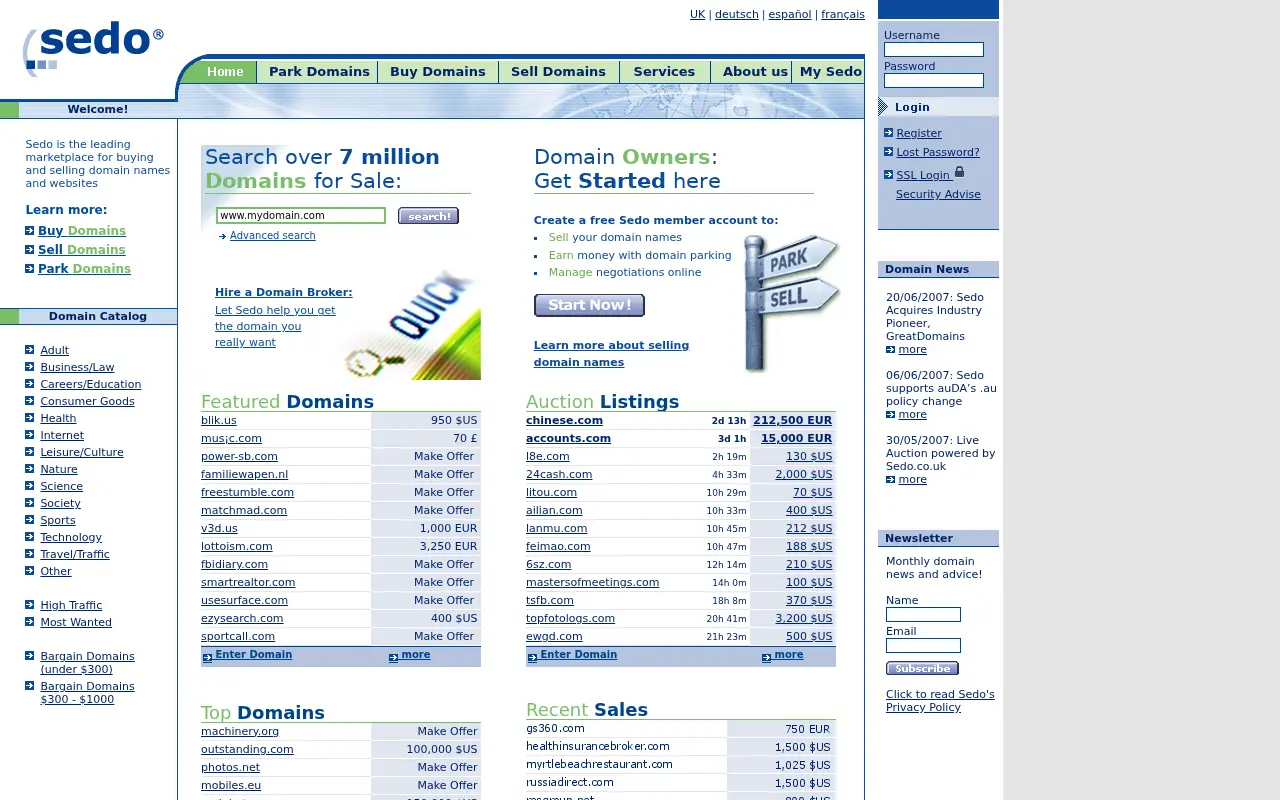 sedo.com on June 30, 2007