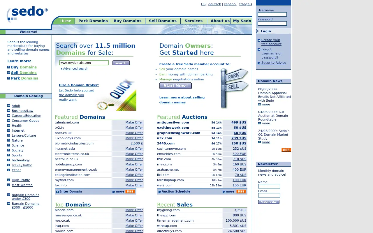 sedo.com on June 26, 2009