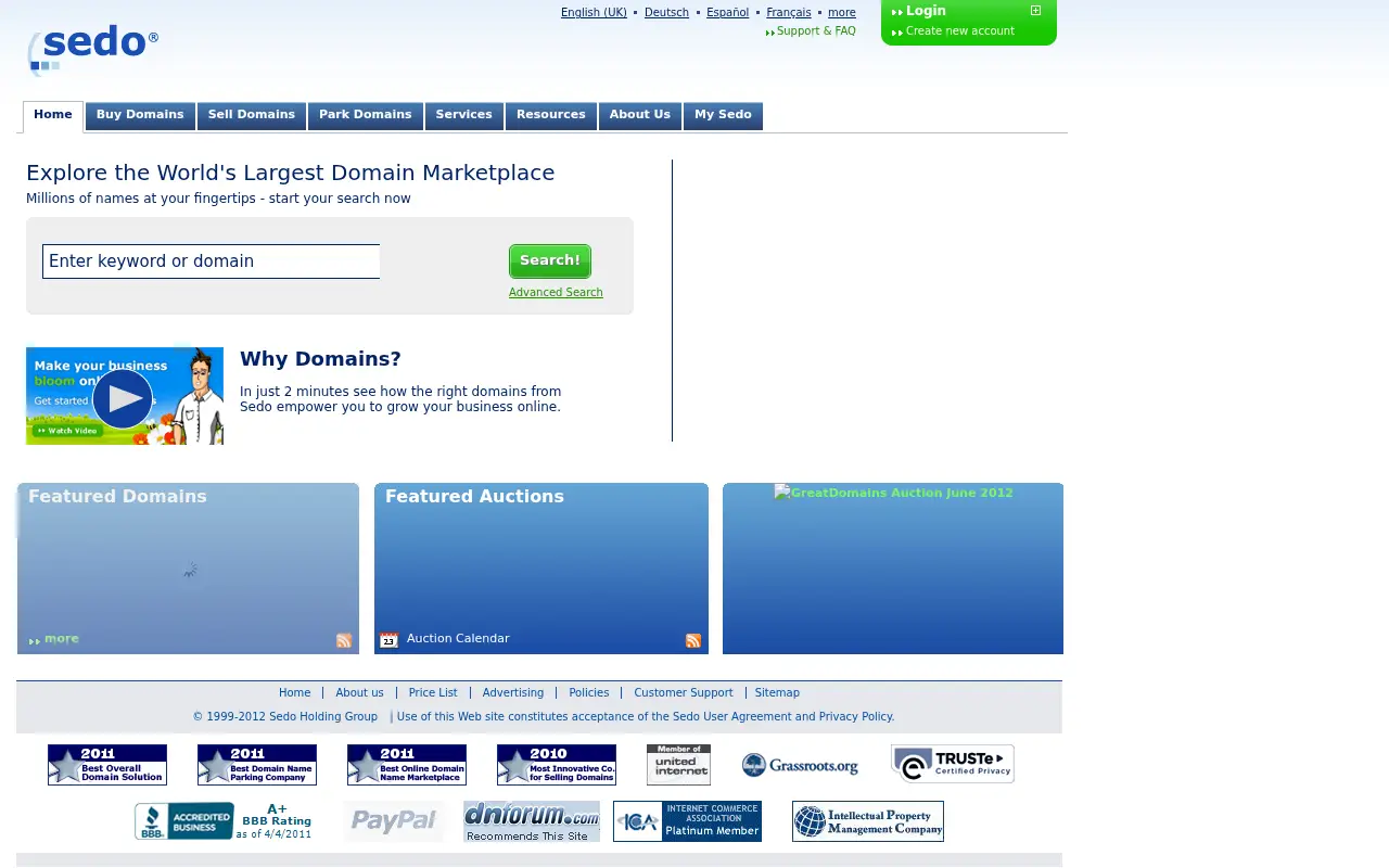 sedo.com on June 16, 2012