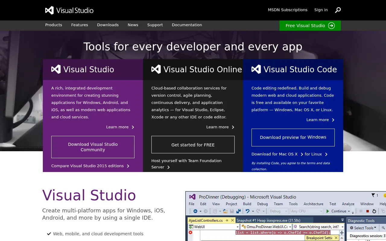 visualstudio.com in 2015