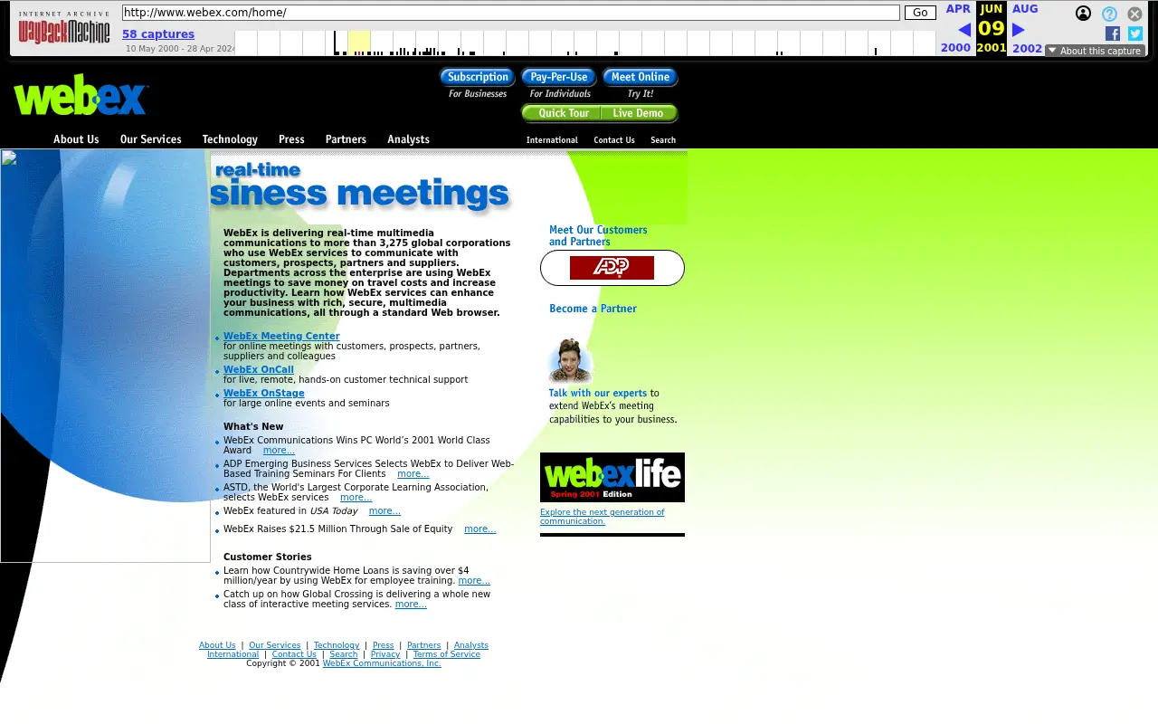 webex.com on June 9, 2001