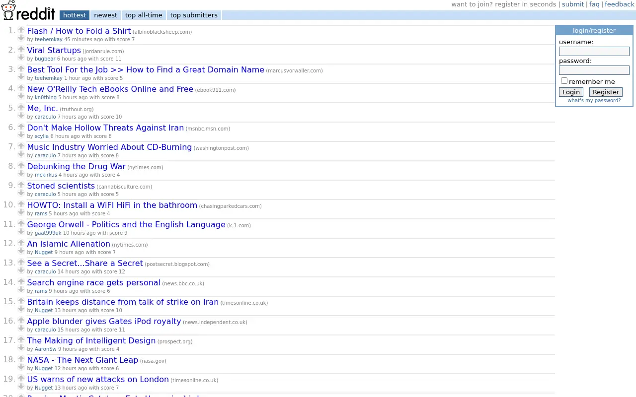 reddit.com on August 14, 2005