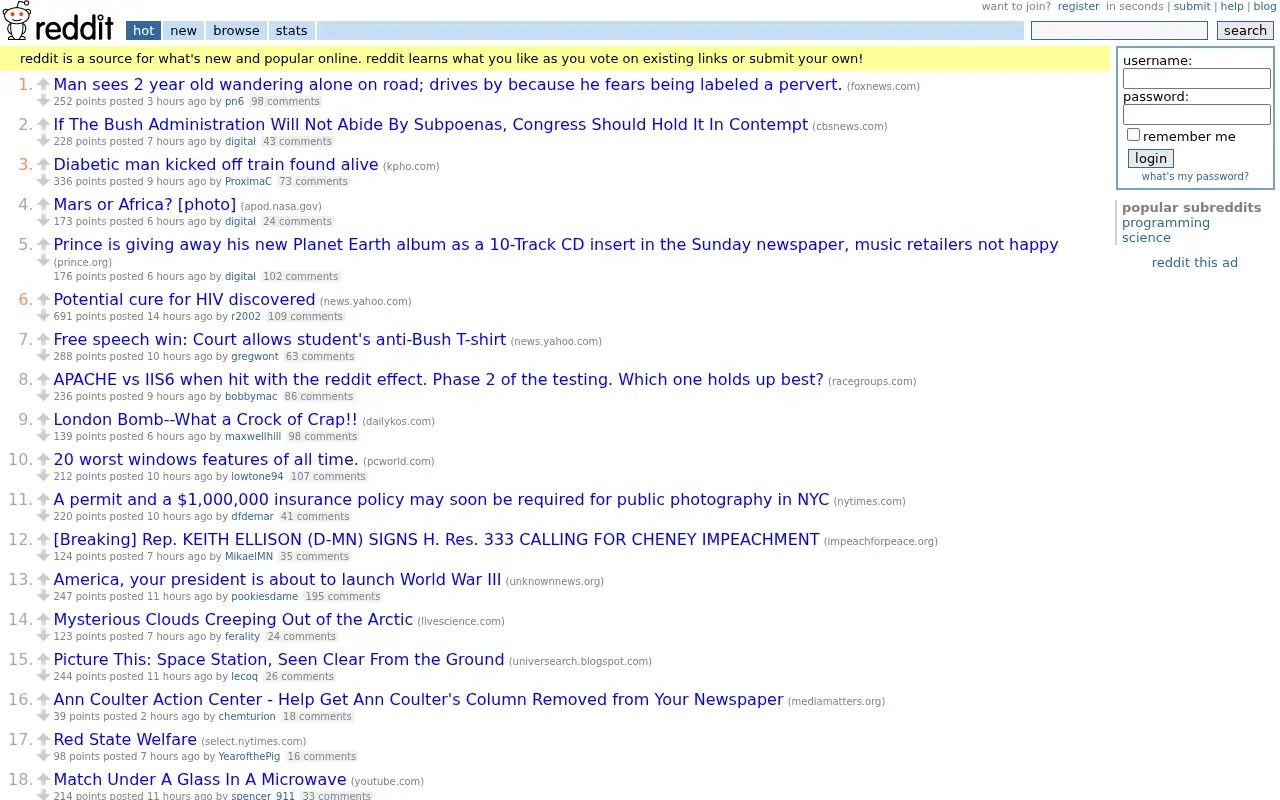 reddit.com on June 30, 2007