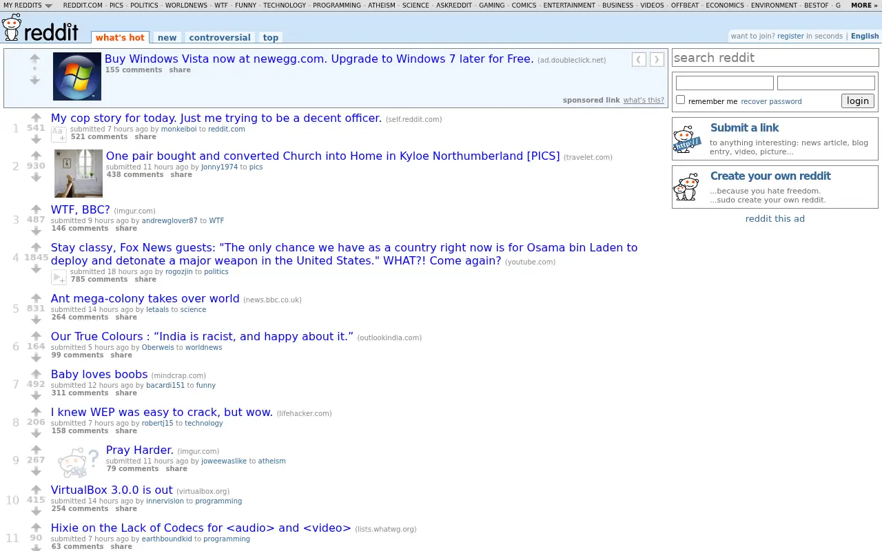 reddit.com in 2009