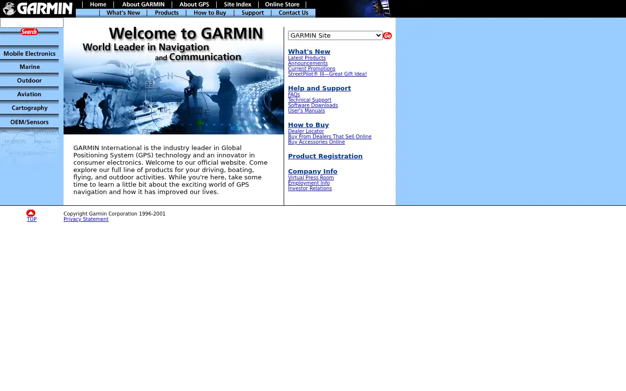 garmin.com in 2001