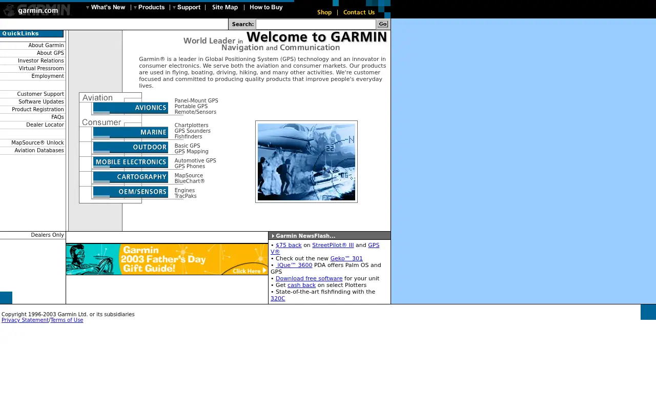 garmin.com in 2003