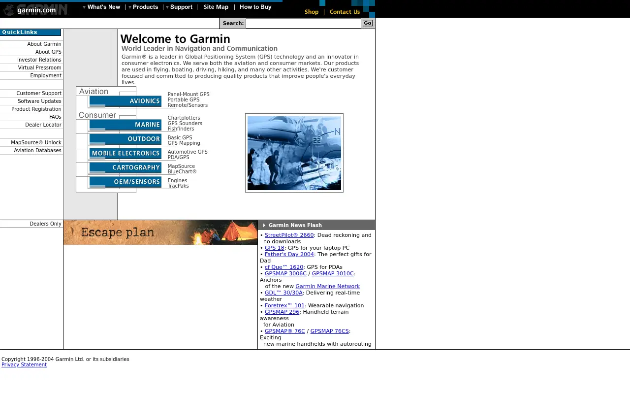 garmin.com in 2004