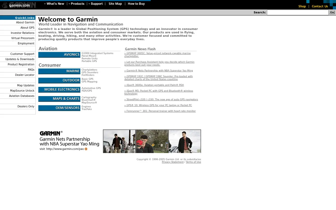 garmin.com in 2005