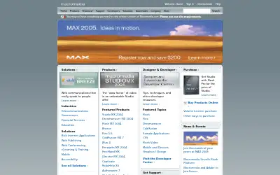 macromedia.com in 2005